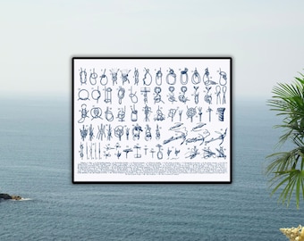 Nautical Knots, Sailor Knots, Marine Knots Print,  Nautical art, Sailor gift, Sailing decor, beach cottage decor,  Instant download