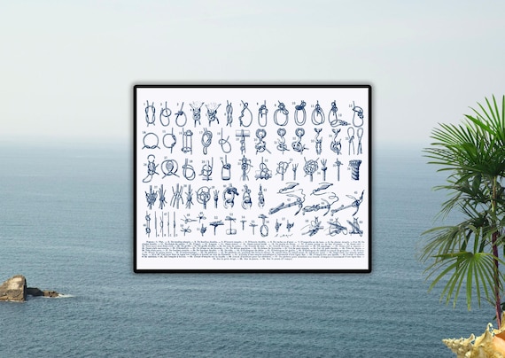Nautical Knots, Sailor Knots, Marine Knots Print,  Nautical art, Sailor gift, Sailing decor, beach cottage decor,  Instant download