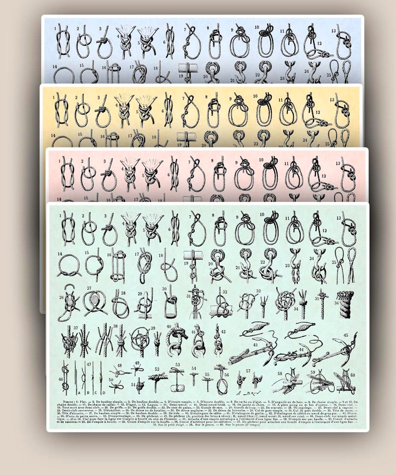 Sailor Knots, Canvas Knots Print, Nautical Knots, Seaside Prints