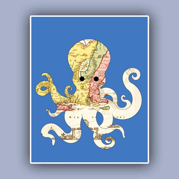 Nautical Octopus Map Print Marine Wall Decor Nautical Art Etsy Nautical Octopus Map Print Marine Wall Decor Nautical Art Etsy