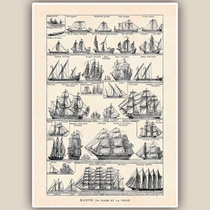 Nautical Print, Vintage sail and row boat images, Seaside Prints, sailboat print,  nautical  sailing Decor,  cottage decor, Coastal decor