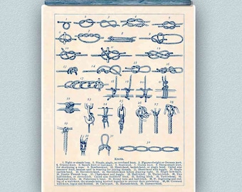 Sailor Knots Print, Nautical knots, Marine Knots Poster, Decorative arts, Sailing club, Sail center, Seaside Wall Decor, Nautical art,