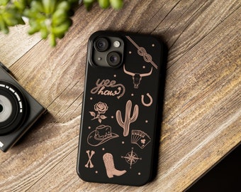 Cowgirl iPhone Case - Pink & Black, Western iPhone Case, Western Collage Case, Western Style, Horse iPhone Case, Cowgirl Phone Case, iPhone
