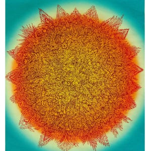 IL SOLE - Stampa xilografica a colori, stampa xilografica di Tugboat Printshop, Valerie Lueth