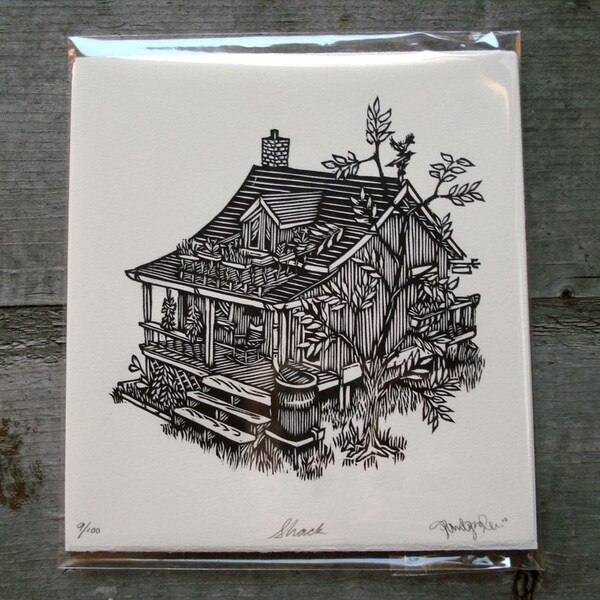 Shack Woodcut