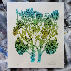 TENDRILS - Plant Woodcut Print, Woodblock Print by Tugboat Printshop | Valerie Lueth