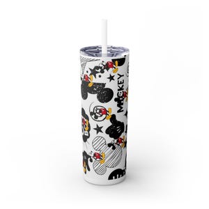 mickey mouse Skinny Tumbler with Straw image 1