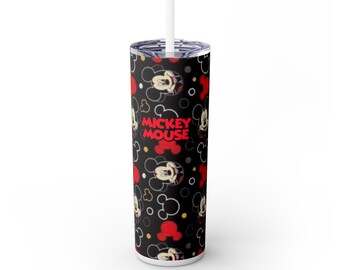 mickey mouse skinny beker met rietje zwart