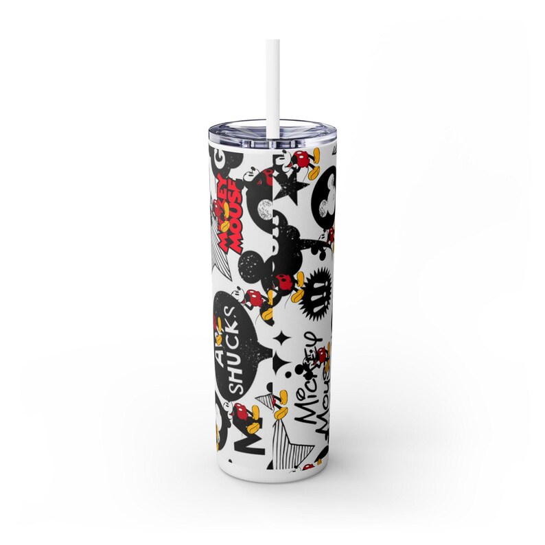 mickey mouse Skinny Tumbler with Straw image 3