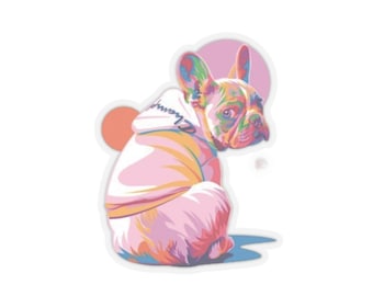 Sticker Franse Bulldog Kiss-Cut regenboog