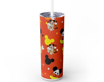 Vaso delgado con pajita de Mickey Mouse para Halloween