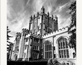 Black and White Vassar College Library Print, Vassar Dark Academia Gothic Library Wall Art (Digital Download)