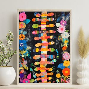Spine Flora by Avery Crane | Colorful Anatomy Abstract Art Print Wall Decor | Floral Vertebrae Illustration for Chiropractors & Doctors