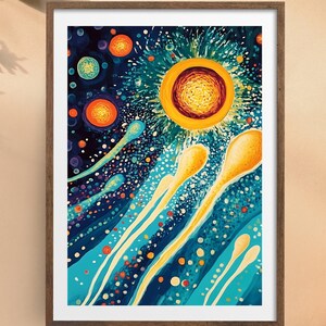 Radiant Return by Avery Crane | Cosmic Fertilization Art Print | Abstract Reproductive Science Wall Art OB/GYNs IVF Clinics Biology Teachers