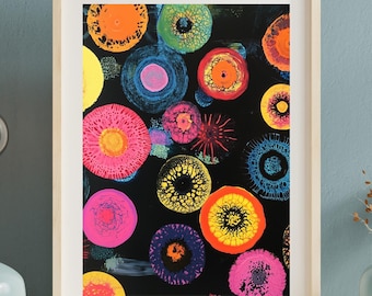 Petri Party by Avery Crane | Colorful Microbiology Art Print | Educational Science Wall Art for Labs, Classrooms, STEM Decor