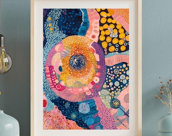 Animal Cell 3 by Avery Crane | Colorful Biology Art Print | Educational Science Wall Art for Biologists, Biology Teachers, STEM Lab Decor