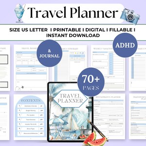 Best Travel Planner Printable, Digital Travel Journal pdf, Trip Itinerary, Holiday Planner, Travel Budget, Travel Packing List, Plan a Trip