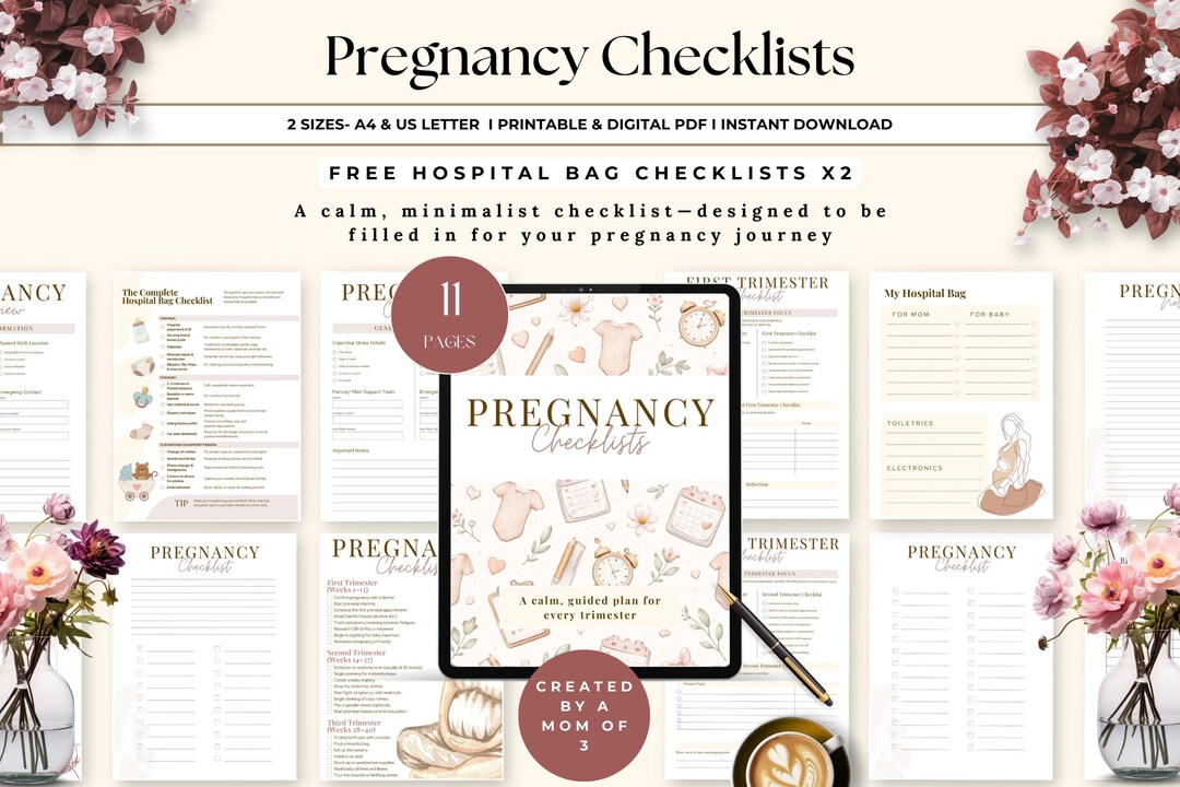 Pregnancy Checklist PDF | Trimester Pregnancy Planner | Baby Planning ...