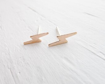 Gold Lightning Studs Earrings Gold Filled Thunder bolt Jewelry Lightening Rod Earings Thunderbolt Earrings