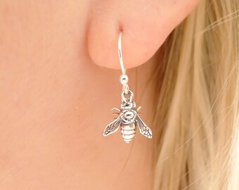 Bee Earrings Sterling Silver Dangle Earing Dainty Jewelry