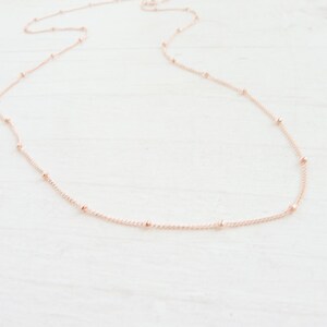 Rose Gold Satellite Chain 14K Gold Filled Beaded Chain Rosegold Necklace Rose Goldfilled Chains Delicate Chain with Beads image 3