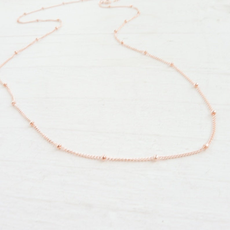 Rose Gold Satellite Chain 14K Gold Filled Beaded Chain Rosegold Necklace Rose Goldfilled Chains Delicate Chain with Beads image 3