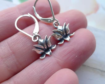 Lotus Flower Leverback Earrings Zen Yoga Lever Back Earings