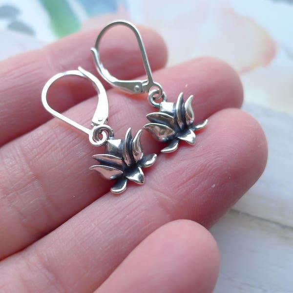 Lotus Flower Leverback Earrings Zen Yoga Lever Back Earings