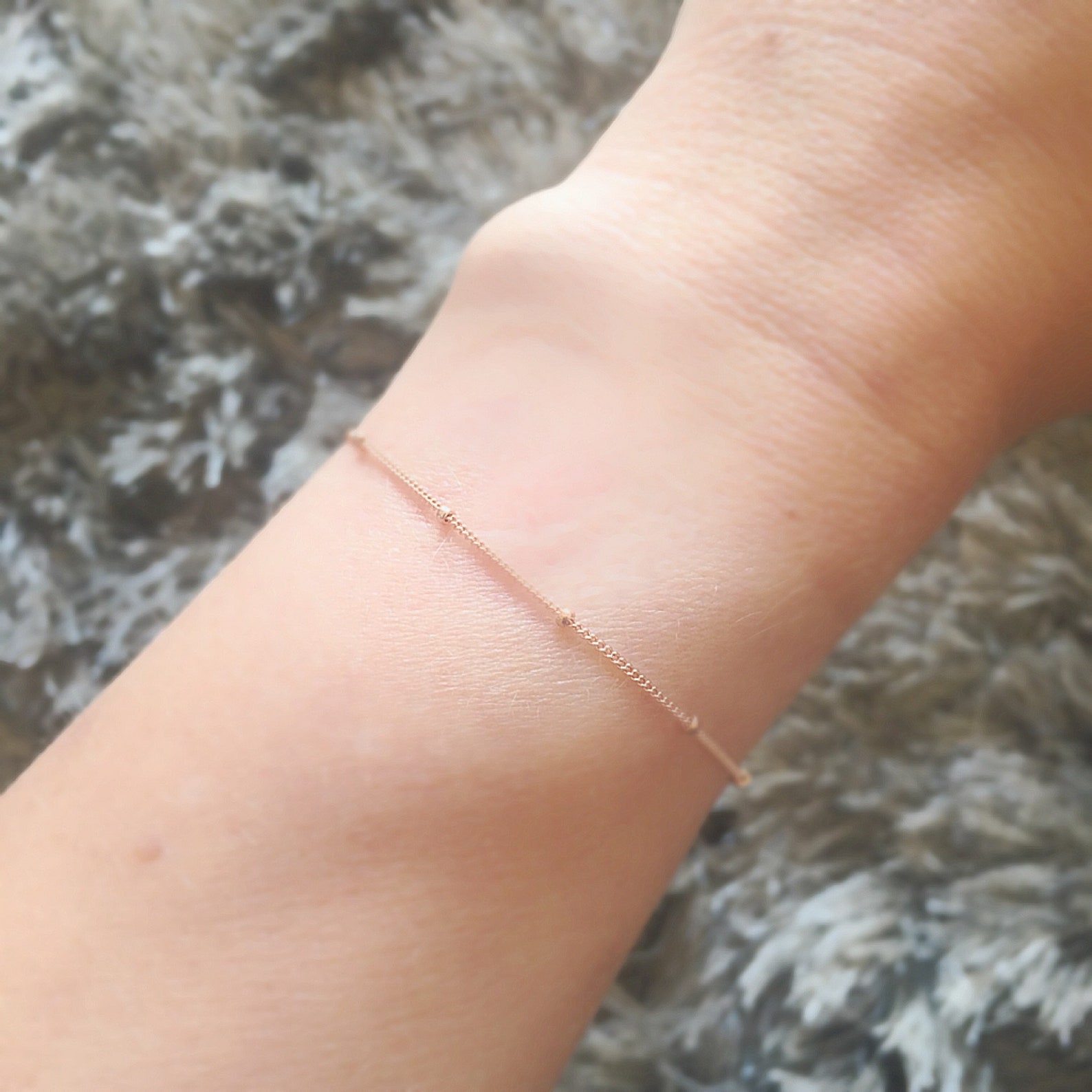 Rose Gold Bracelet or Anklet Dainy Minimal Beaded Chain Etsy