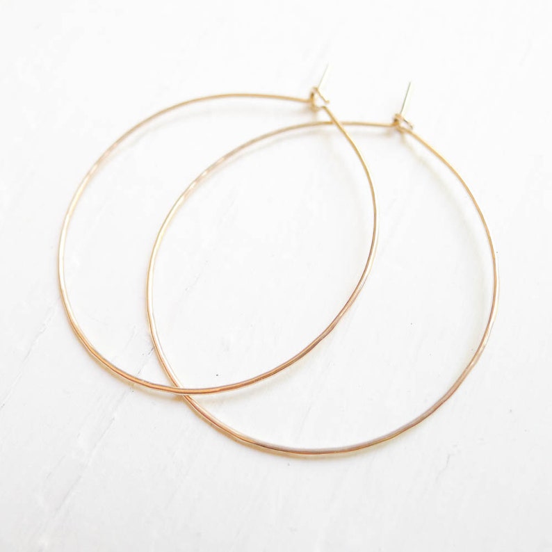Thin Gold Hoops Hammered Large Hoop Earings Wispy Delicate Etsy