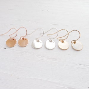 Delicate Dots Flat Circle Earrings Tiny Circle Earring Silver Gold Rose Gold Filled Earings Silver Dot Earring image 2