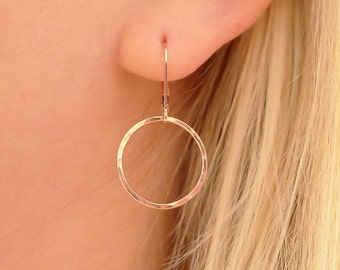 Hammered Gold Hoop Leverback Earrings Dainty Lever back Dangle Earing Gift for Best Friend Sister