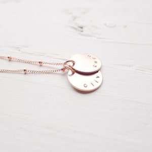 Personalized Rose Gold Necklace Rosegold Name Charms Pink Gold Nameplate Pendants Delicate Jewelry Gifts for Mom Goldfilled image 4