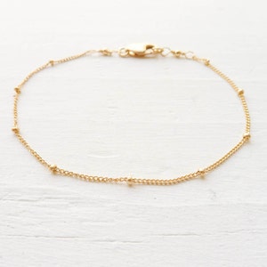 Gold Anklet Dainy Gold Filled Beaded Chain Bracelet Basic Jewelry