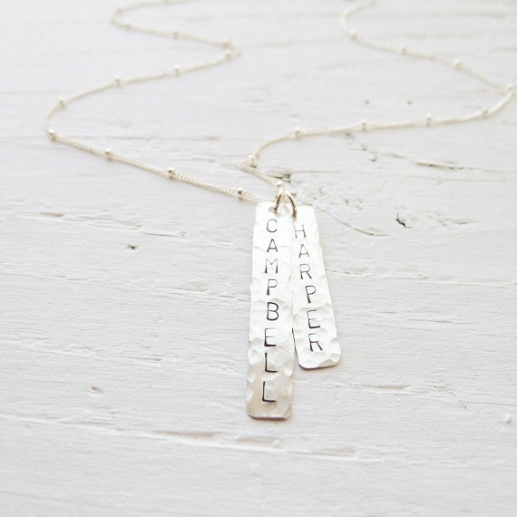 Hammered Name Plate Mom Necklace Modern 
