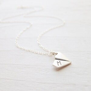 Paper Airplane Necklace - Dainty Origami Pendant - Monogrammed Silver Charm - Personalized Initial - Air Plane image 7