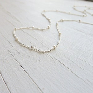 Satellite Chain Sterling Silver Beaded Necklace Layering Piece Tiny Sterling Silver Beads on Chain Dainy Beaded Choker image 5