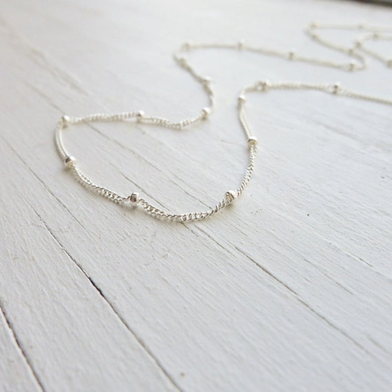 Satellite Chain Sterling Silver Beaded Necklace Layering Piece Tiny Sterling Silver Beads on Chain Dainy Beaded Choker image 5