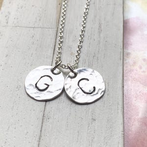 Hammered Initial Necklace in Sterling Silver