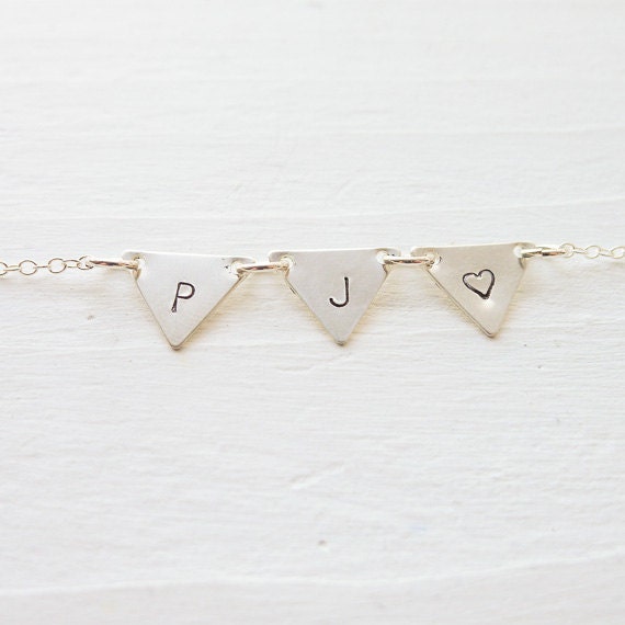Mini Triangle Banner Necklace Pennant Geometric Minimal Dainty Sterling Silver