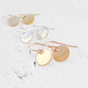 Delicate Dots Flat Circle Earrings Tiny Circle Earring Silver Gold Rose Gold Filled Earings Silver Dot Earring image 3