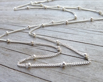 Satellite Chain Sterling Silver Beaded Necklace Layering Piece Tiny Sterling Silver Beads on Chain Dainy Beaded Choker