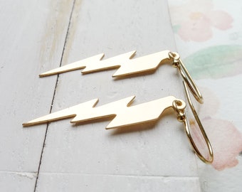 Lightning Earrings Lightweight Sterling Silver or Gold Filled Dangle Fun Gift