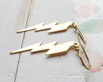 Lightning Dangle Earrings Lightweight Sterling Silver or Gold Filled Fun Earrings Gift