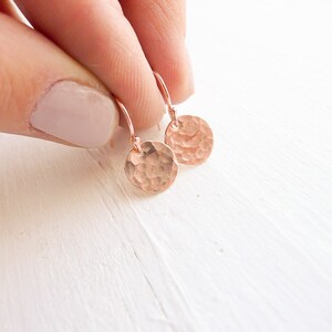 Delicate Dots Flat Circle Earrings Tiny Circle Earring Silver Gold Rose Gold Filled Earings Silver Dot Earring image 5