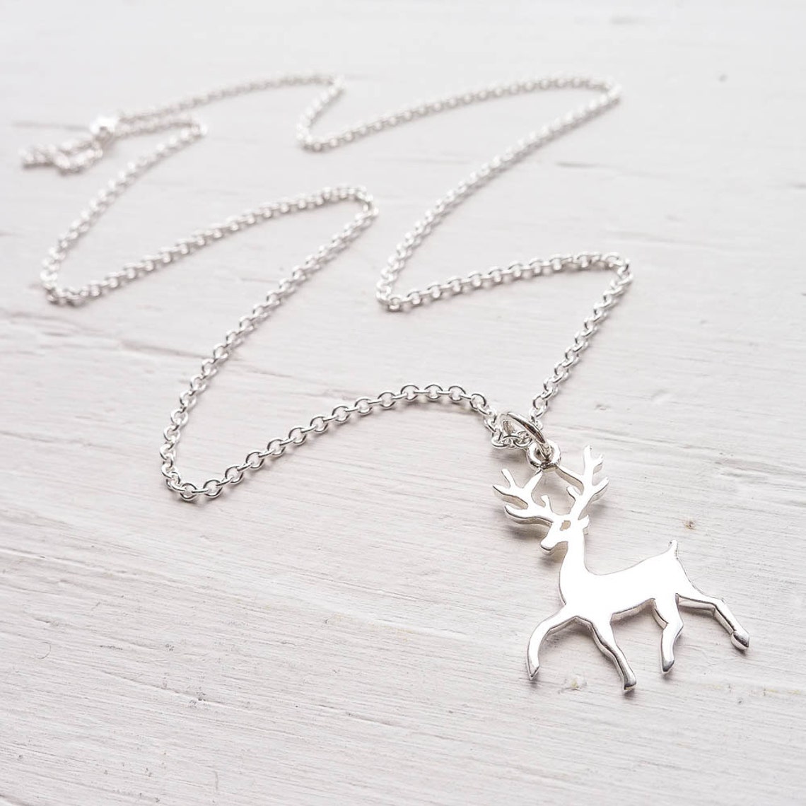 Deer Necklace Sterling Silver Buck Pendant With Antlers - Etsy