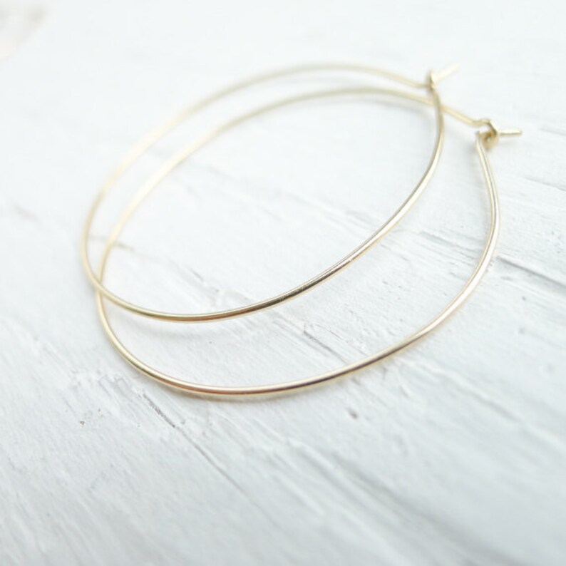 Large Goldfilled Hoops Skinny Goldfill Hoop Earrings Thin Gold | Etsy