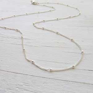 Satellite Chain Sterling Silver Beaded Necklace Layering Piece Tiny Sterling Silver Beads on Chain Dainy Beaded Choker image 2