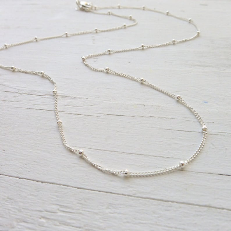 Satellite Chain Sterling Silver Beaded Necklace Layering Piece Tiny Sterling Silver Beads on Chain Dainy Beaded Choker image 2