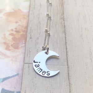 Personalized Moon Necklace Charm with Name